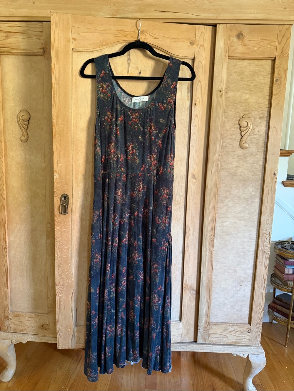 NATURAL LIFE Black Floral Scoop-Neck Maxi Dress